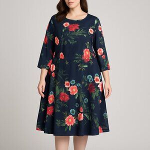 Eliza J Navy Floral Fit & Flare Dress